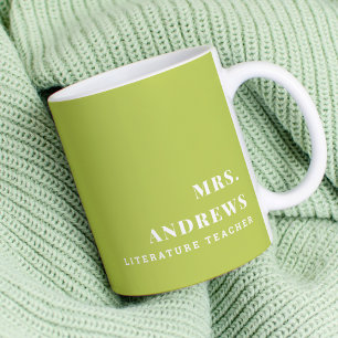 Grönt Lärare i Modern Custom Name Subjekt Kaffemugg