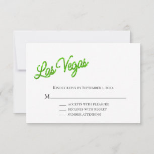 Grönt Las Vegas Sparkles Bröllop OSA Inbjudningar
