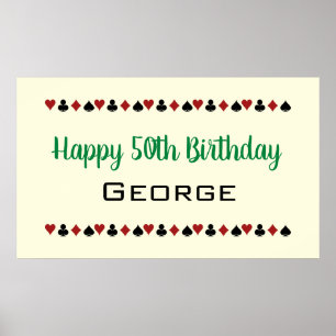 Grönt Las Vegas Stil Casino Card Kostym födelsedag Poster