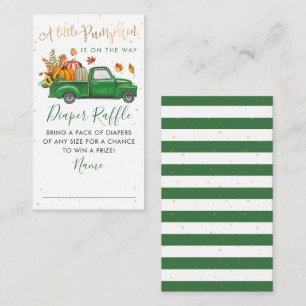 Grönt Lastbil Fall Pumpkin Baby Shower Diaper Raff Tilläggskort