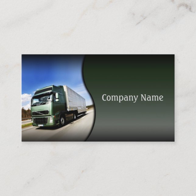 Grönt Lastbil på färdkortet Visitkort (Framsida)
