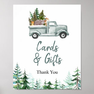Grönt Lastbil Woodland Animals Cards & Gifts Sign Poster