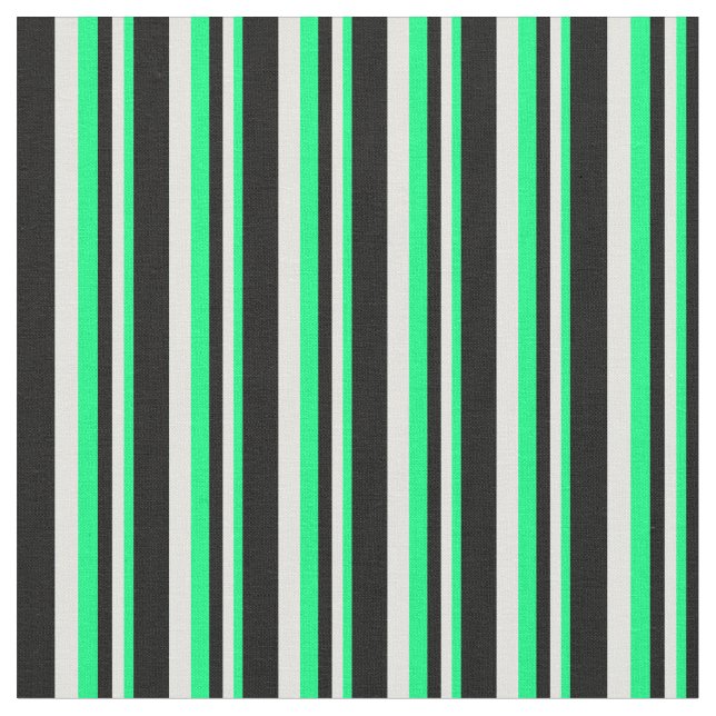 Grönt, lätt cyan- och svart Färgad Rand Tyg (Närbild)