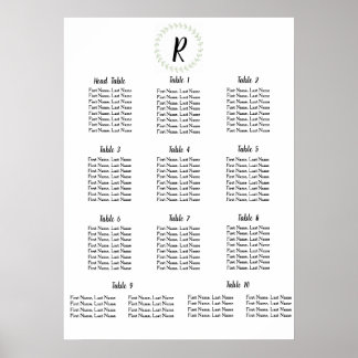 Grönt Laurel - uppdrag för Bröllop Bord Poster