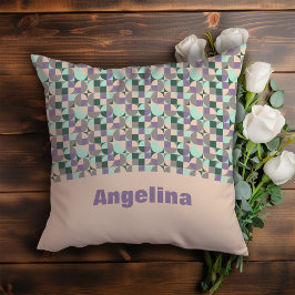 Grönt Lavender beige abstrakt geometric mönster Kudde