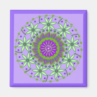 Grönt/Lavender Flowers Mandala Maagnet Magnet