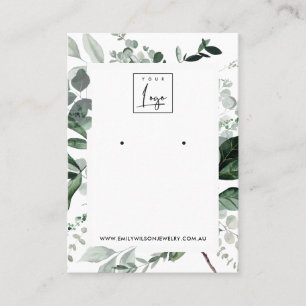Grönt Leafy Ram Fauna Earring Stud Visning Logoty Visitkort