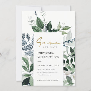 Grönt Leafy Tropical Foliage Save Date Inbjudan