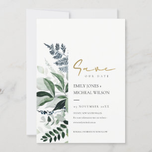 Grönt Leafy Tropical Foliage Save Date Inbjudan