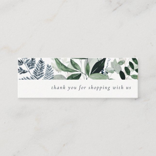 Grönt Leafy Tropical Foliage Tack for Order Mini Visitkort (Framsida)