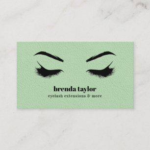 GRÖNT LEATHER chic Eyelash Browbar professionell Visitkort