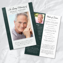 Grönt Leather Photo Memorial Service Program