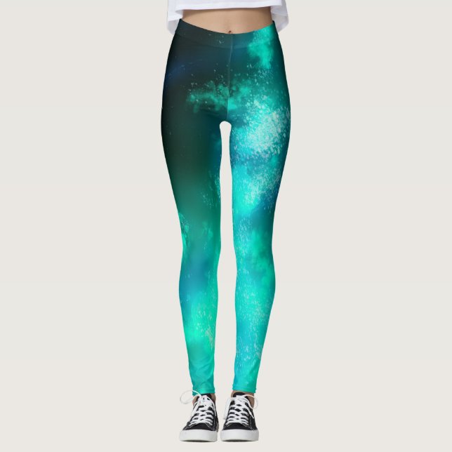 Grönt Leggings Nattdag Himlar Emerald  (Framsida)