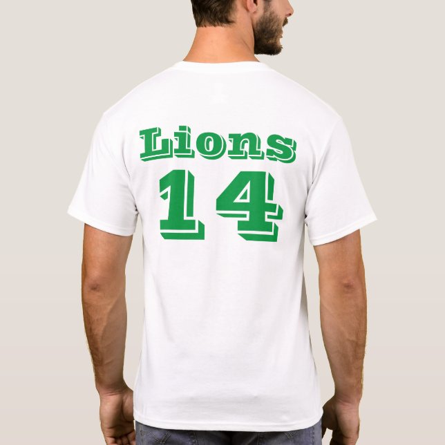 Grönt Lejon Head Front Team Namn Number på baksida T Shirt (Baksida)