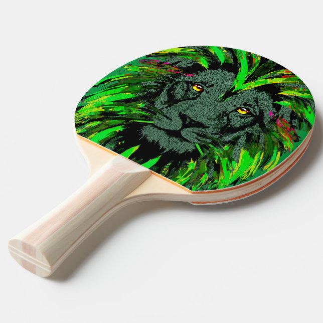 Grönt Lejon Head - Lejon Ping Pong Paddle Pingisracket (Frontvinkel)