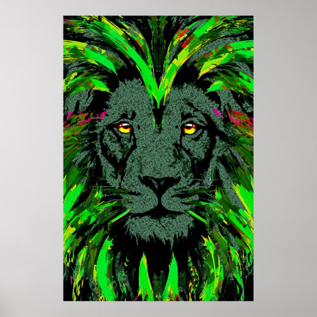Grönt Lejon huvud Poster - Lejona Ansikte Poster (Framsidan)