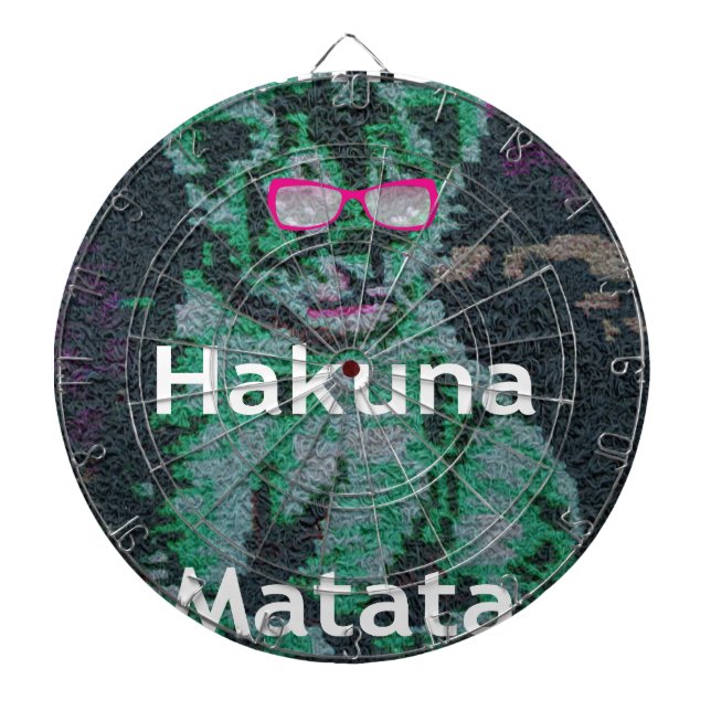Grönt Lejon med Rosa Glass "Hakuna Matata" Art Darttavla (Framsidan)