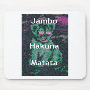 Grönt Lejon med Rosa Glass "Hakuna Matata" Art Musmatta