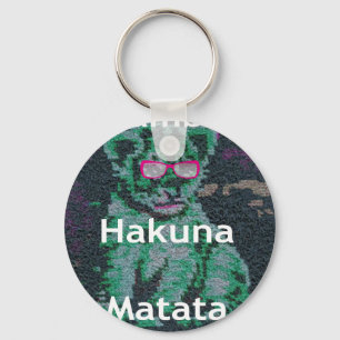 Grönt Lejon med Rosa Glass "Hakuna Matata" Art Nyckelring