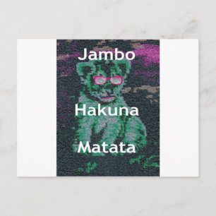 Grönt Lejon med Rosa Glass "Hakuna Matata" Art Vykort