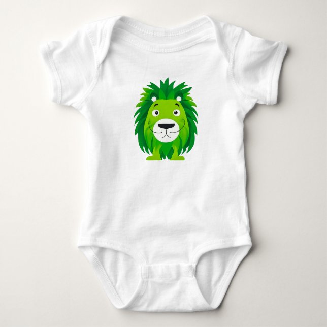 Grönt Lejonare Baby Jersey Bodykostym T Shirt (Framsida)
