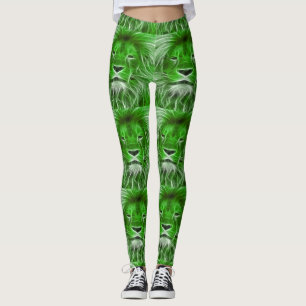 Grönt lejont Head tryck Leggings