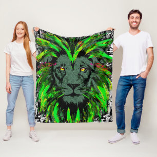 Grönt Lejont huvud - Lejona Ansikte Fleece Blanket