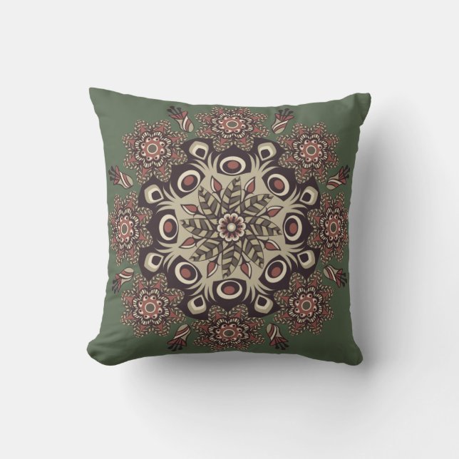 Grönt/Lemon Chiffon Reversible Mandala Pillow Kudde (Framsida)