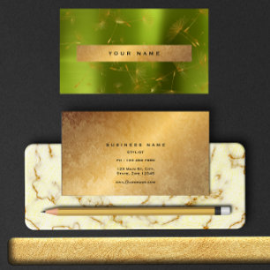 Grönt Lemon Guld Grungy Dandelion Confetti Vip Visitkort
