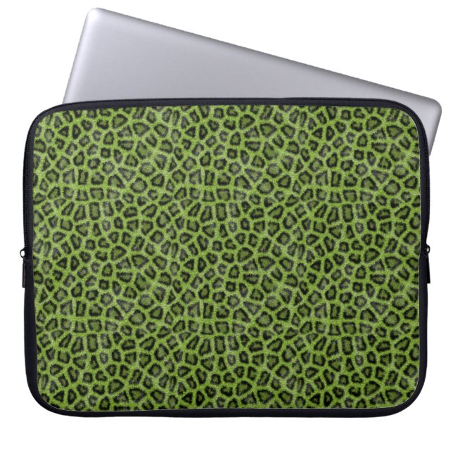Grönt leo tryck laptop sleeve (Framsidan)