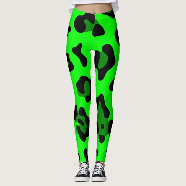 grönt leopard leggings (Framsida)