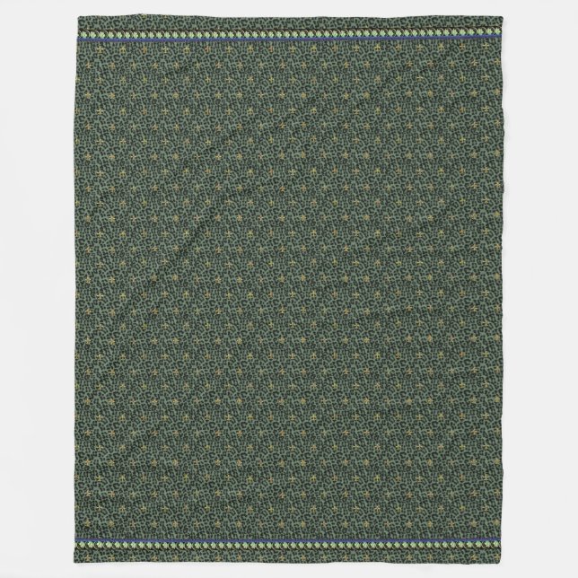 Grönt Leopard med judeled Fleur de Lis Fleecefilt (Framsidan)