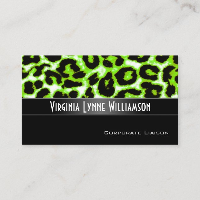 Grönt Leopard Modern Professionell Affärskort Visitkort (Framsida)