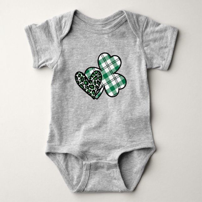 Grönt Leopard Print Kärlek Shamrock Buffalo Play T Shirt (Framsida)