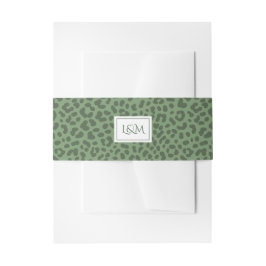 Grönt leopard print monogram initialer bröllop band för inbjudningskort