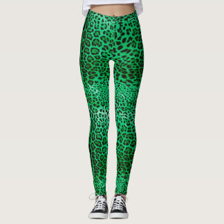 Grönt Leopard Skriv ut Leggings
