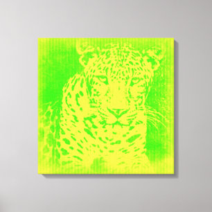 Grönt Leopard Vintage Wrapped Canvas