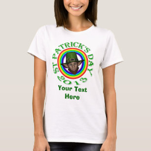 Grönt leprechaun & dubbla regnbåge Sankt Patrick's T-shirt
