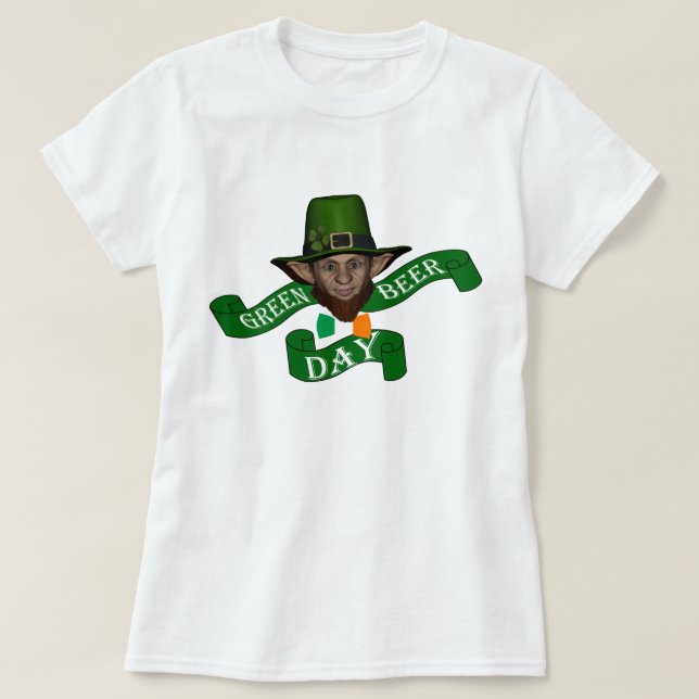 Grönt leprechaun grönt öldag tee shirt (Design framsida)