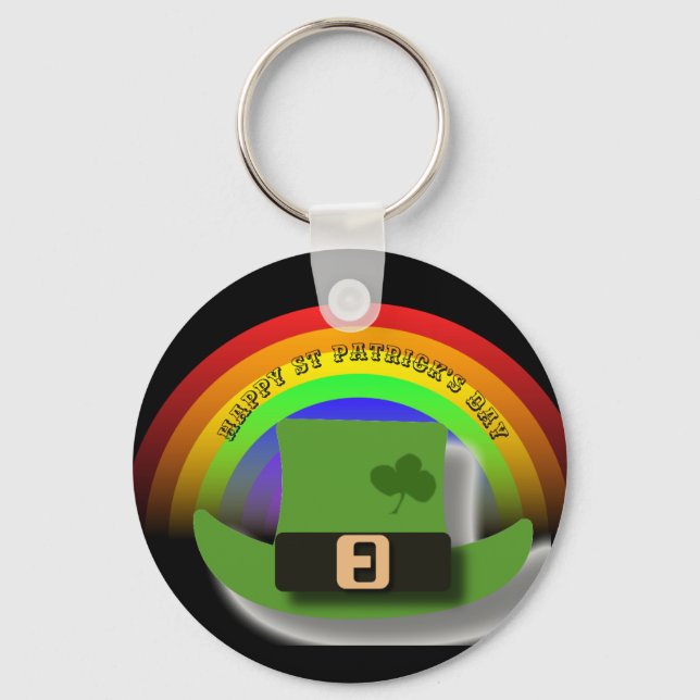 Grönt Leprechaun Hat St Patrick's Day Nyckelring (Framsida)