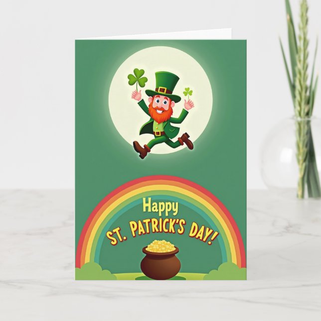 Grönt Leprechaun Mönsterkort Kort (Framsida)