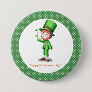 Grönt Leprechaun St patrick's day Polka Dot Knapp