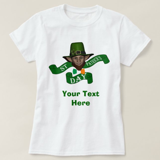 Grönt leprechaun St patrick's day Tee Shirt (Design framsida)
