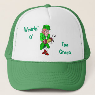 Grönt Leprechaun St. Patricks Lucke Hatt Truckerkeps