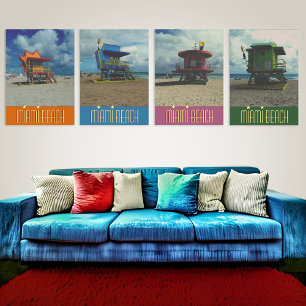 Grönt Lifeguard Torn Miami Beach Poster