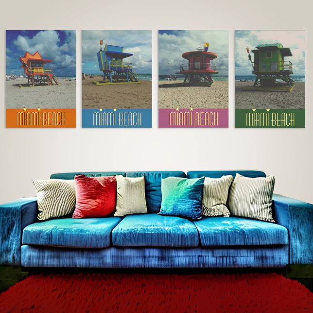 Grönt Lifeguard Torn Miami Beach Poster (4 different photos of Lifeguard Towers in Miami Beach available)