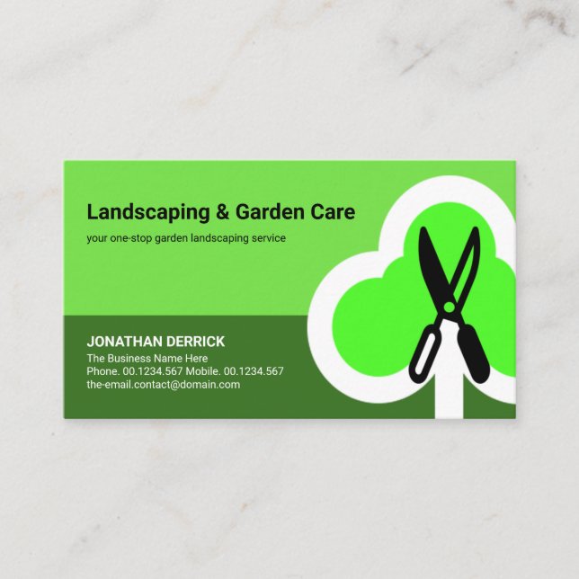 Grönt Liggande Lagrar Kreativ Träd Garden Shear Visitkort (Framsida)