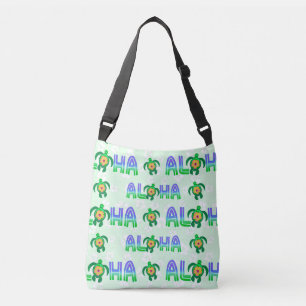 Grönt Lila Aloha Hawaiian Tropical Turtle Axelväska