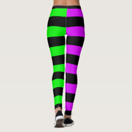 Grönt Lila Black Stripe Halloween Leggings