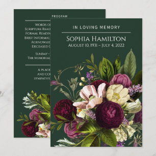 Grönt Lila Blommigt Funeral Memorial Inbjudningar